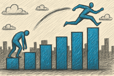A leaping figure symbolizing a successful Excel user.